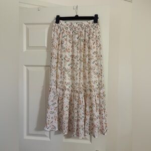 Hayden Floral White and Orange Maxi Skirt